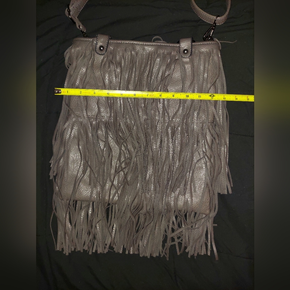 FRINGE BAG, GREY, BEAUTIFUL BAG, BY BAM FOREVER, CROSSBODY/TOP HANDLE, - Picture 9 of 10